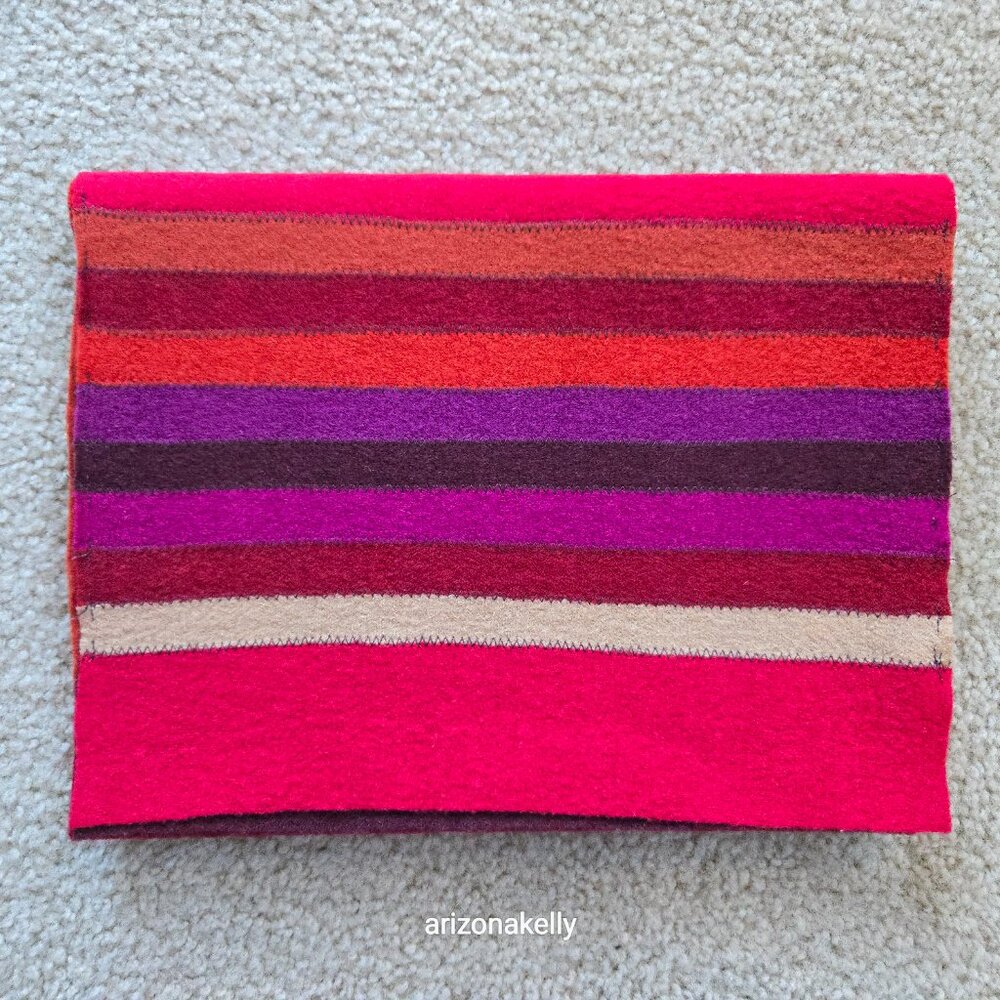 100% Wool Scarf Felted Textured Segmented Colorful Boho Coldwater Creek - Picture 9 of 10